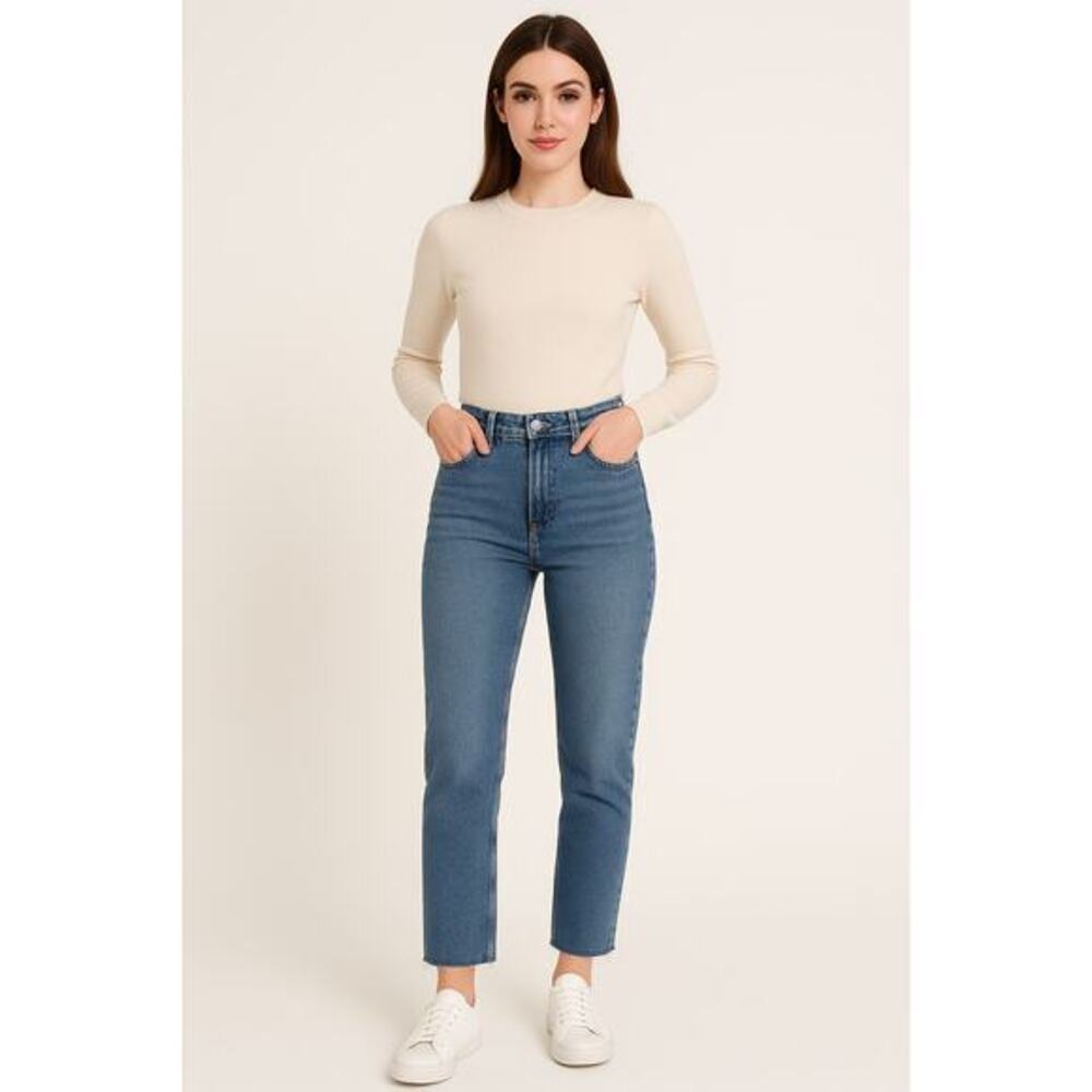 Denim‎ Co Mom High RIse Ankle Raw Hem Jeans Size 2